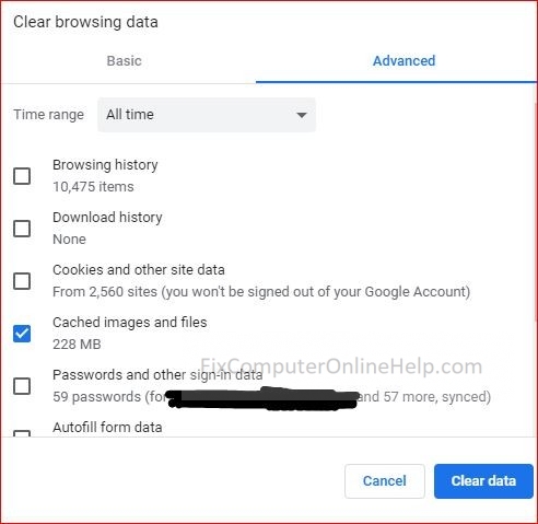 clear google browsing data
