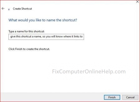 name the shortcut created