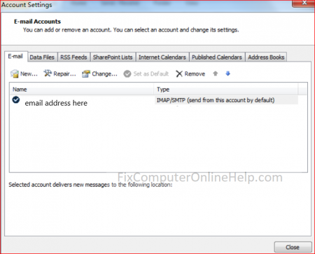 outlook account settings email address