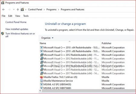 windows 10 classic program and feature control panel
