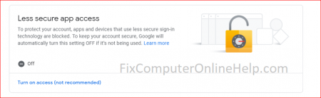 Google account - security - less secure app access