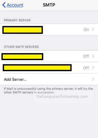 check smtp server settings