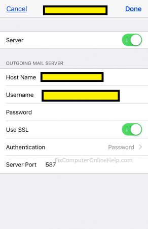 iphone check smtp outgoing server settings