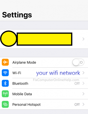 iphone - settings page