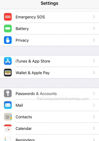 iphone settings passwords and accounts