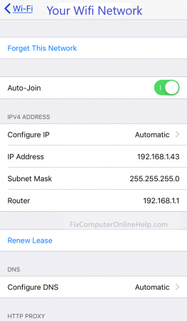 iphone - wifi network settings