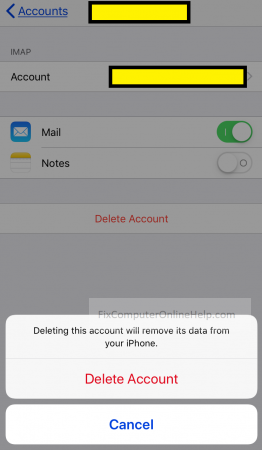 setting delete account warning