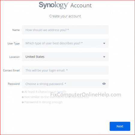 synology account creation