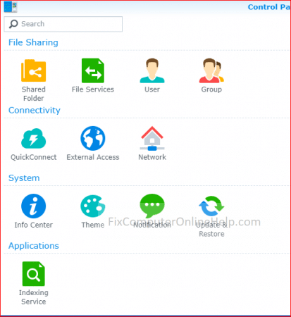 synology control panel - basic